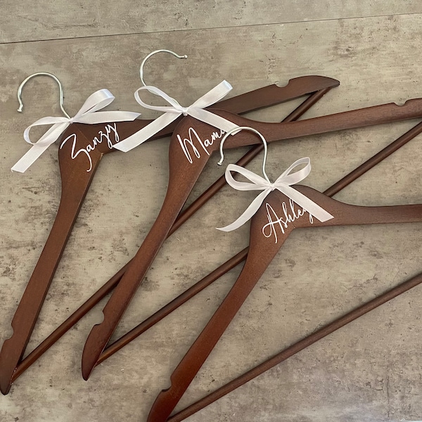 Wooden personalized hangers | Wedding party proposal gift | Bride and groom personalized hanger | Wedding dress hanger