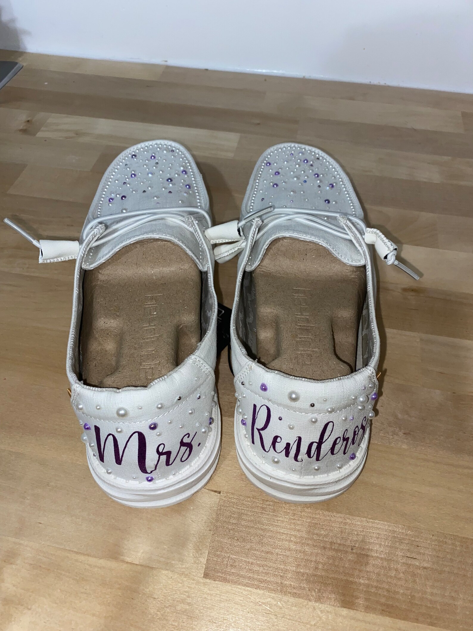 Pearl Hey Dude Wedding Day Shoes Custom Hey Dude Wedding Shoes Bride