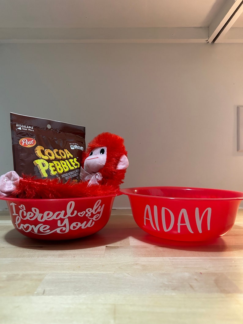 Valentines Day Cereal Bowl and Spoon Gift Cerealsly Love You Cereal Bowl Kids Valentines Day