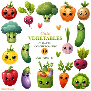 Vegetables clipart SVG, set of baby vegetables PNG, bundle of children&#39;s digital illustrations of vegetables PNG, digital vegetable drawing.