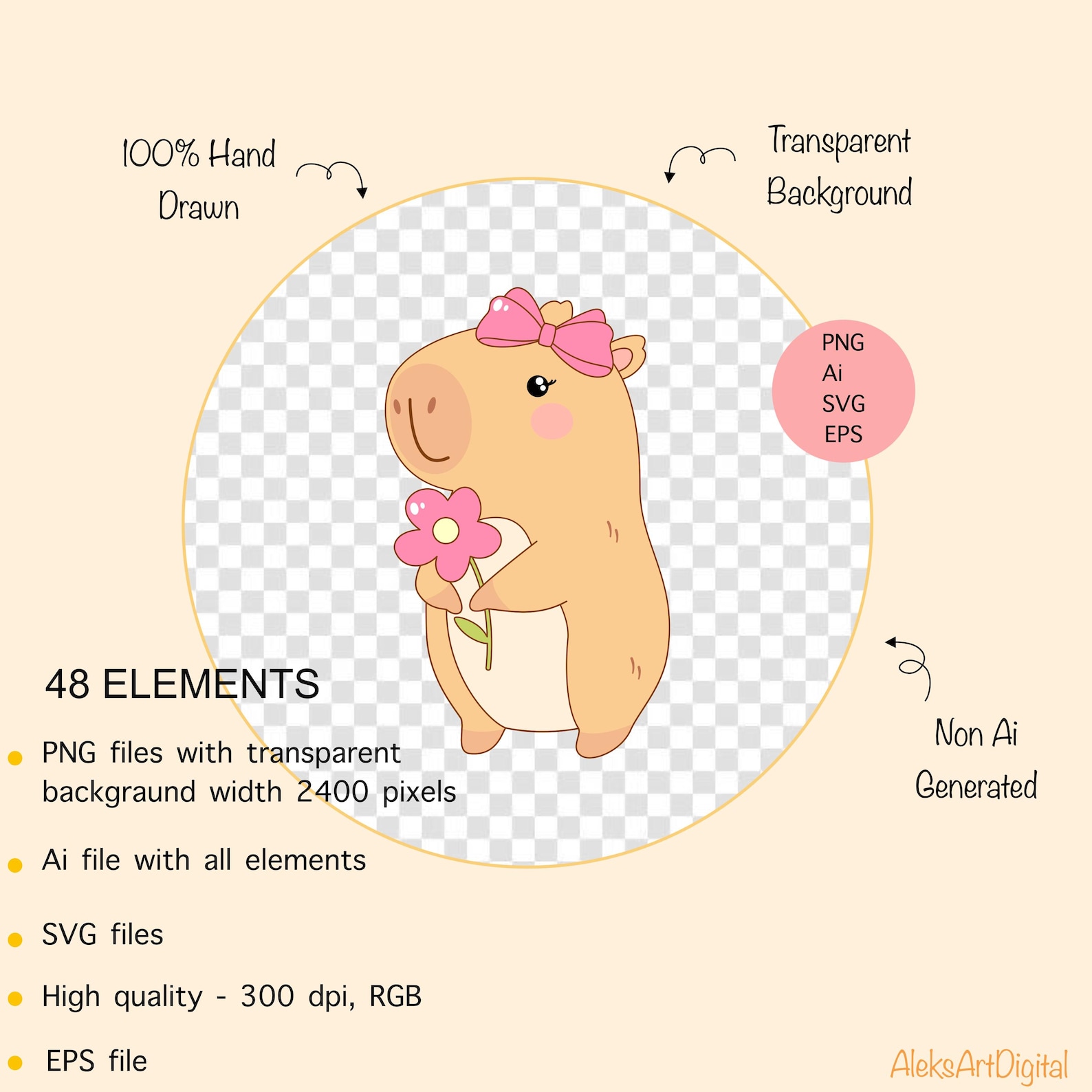 Spring Capybara Printable Pastel Spring Capybara SVG Bundle, Retro Cartoon Clipart (digital ...