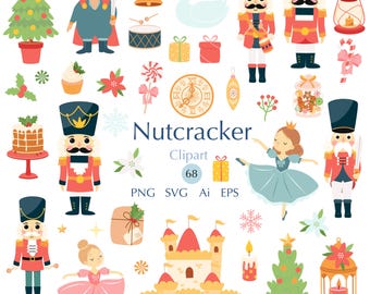 Nutcracker Christmas Clipart: Ballerina, Castle, Clock (Digital Download)