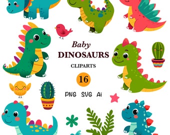 Baby Dinosaur Clipart: Hand-Drawn Kids Illustration (PNG, SVG)