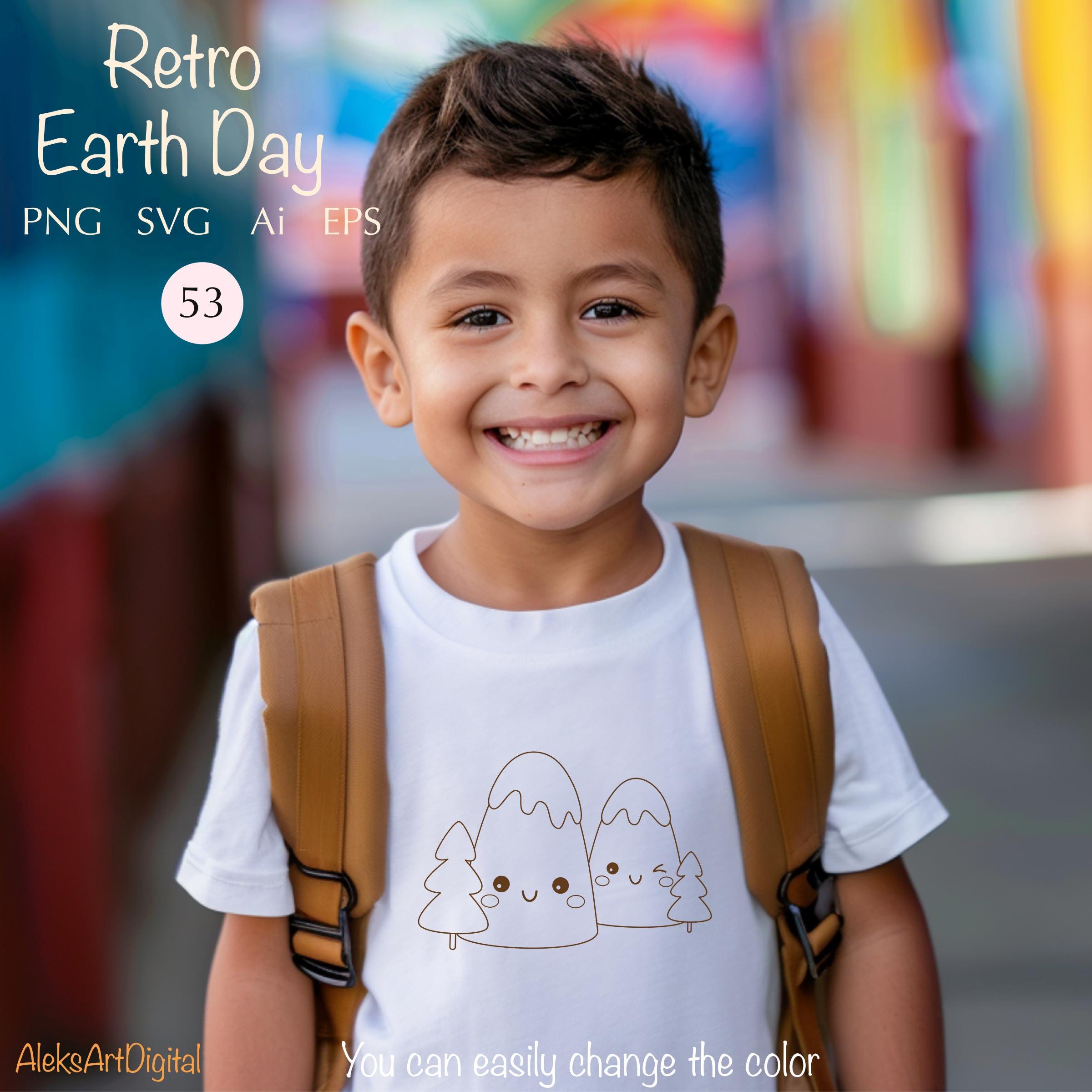 Retro Earth Day Clipart: Groovy Planet, Flowers, and Doodles (SVG, PNG ...