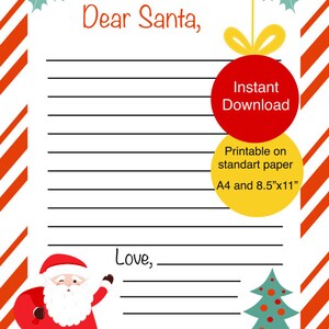 Carta infantil a Papá Noel en formato PDF, Carta a Papá Noel en formato SVG, Carta de Navidad, Carta a Papá Noel en formato PNG imprimible