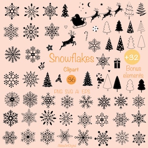Kerstsneeuwvlok SVG-bundel: vakantieclipart (digitale download)