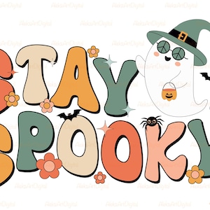 Retro Halloween Ghost SVG: Stay Spooky 70s Design (PNG, AI)