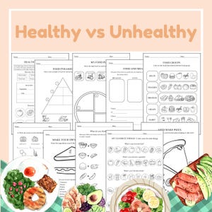 Food Worksheets for Kids – Printable Healthy Eating Activities – Fruits and Vegetables Learning Pack – Preschool and Kindergarten PDF