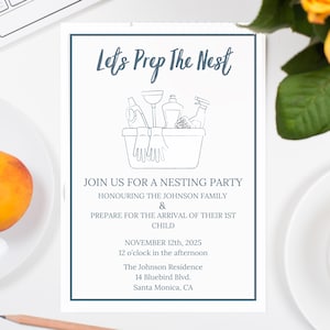 Minimalistiskt bofestpaket, redigerbart, förberedelsekort för babyhjälp, välsigna boet, överraskningsfestaktivitet, babyshowerfest