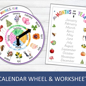 Months of the Year Wheel & Tracing Worksheet, Homeschool Printable, Circle Time, Classroom Calendar, Preschool Curriculum,