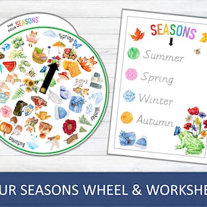 Four Seasons Wheel & Tracing Worksheet, Homeschool Printable, Circle Time, Classroom Calendar, Preschool Curriculum