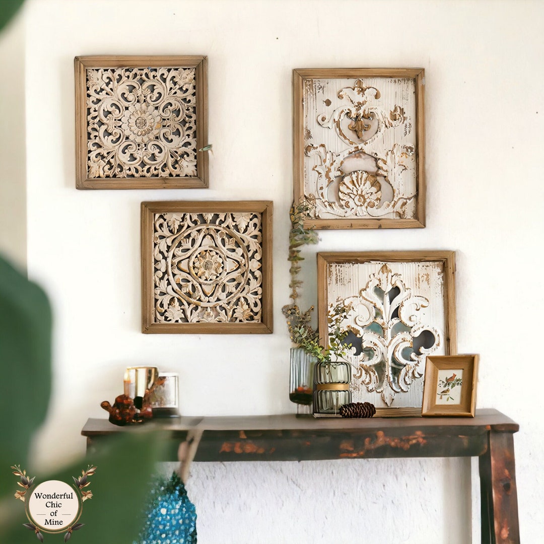 Antique Wood Wall Decor, Geometric Wooden Wall Decorations, Rustic