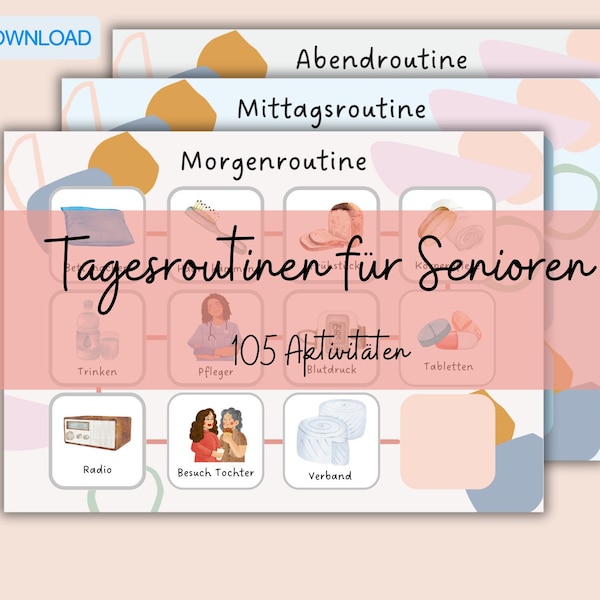 Routine Senioren Demenz | Routine Pflege | Routinekarten Alzheimer | Wochenplan Altersheim A4 | Zum Ausdrucken | Digital