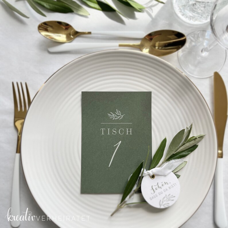 Tischnummern zur Hochzeit mit Weißdruck, Sitzplan Karten für die Tische, 5 Papierfarben bild 6