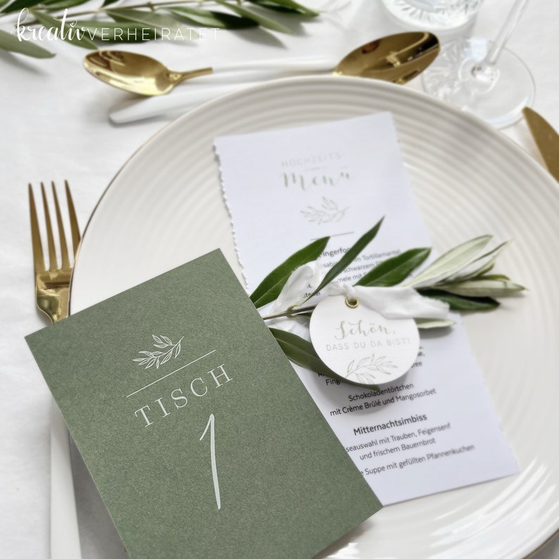 Tischnummern zur Hochzeit mit Weißdruck, Sitzplan Karten für die Tische, 5 Papierfarben bild 8