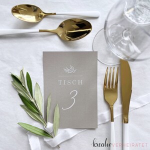 Tischnummern zur Hochzeit mit Weißdruck, Sitzplan Karten für die Tische, 5 Papierfarben bild 7