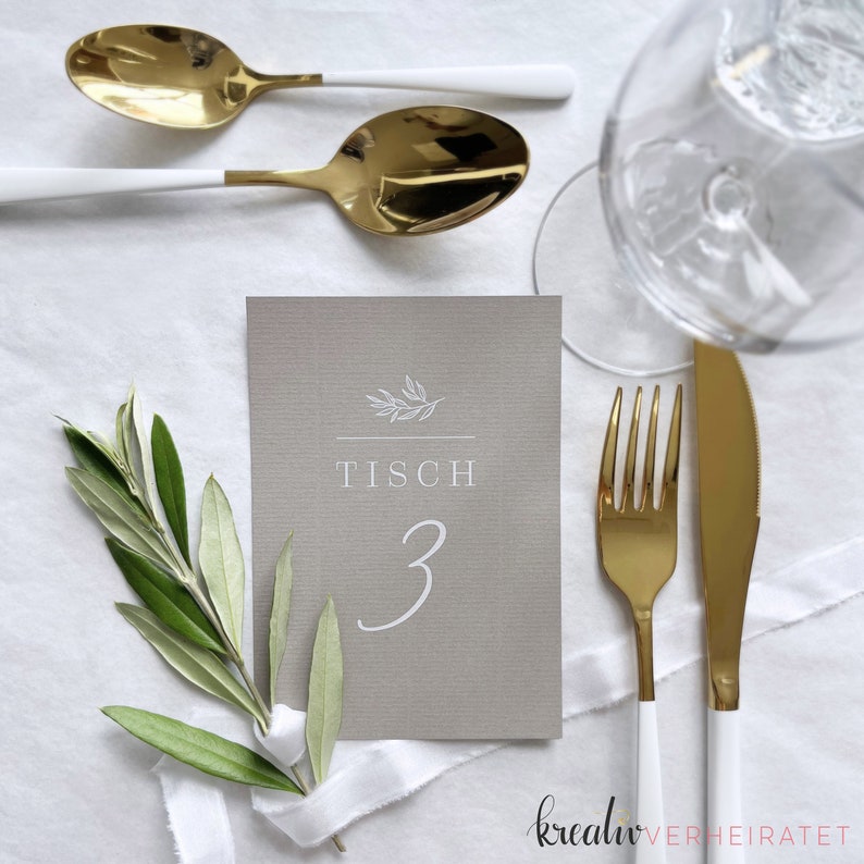 Tischnummern zur Hochzeit mit Weißdruck, Sitzplan Karten für die Tische, 5 Papierfarben bild 7
