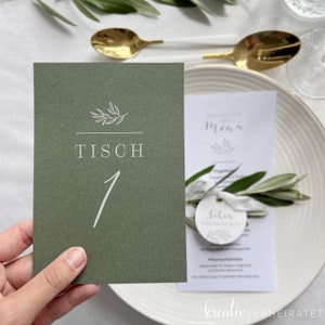 Tischnummern zur Hochzeit mit Weißdruck, Sitzplan Karten für die Tische, 5 Papierfarben bild 5