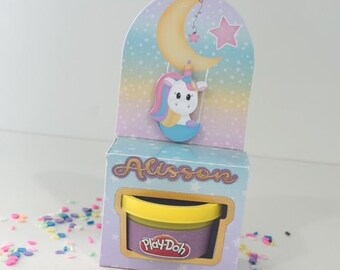 Unicorn  Play_Doh box, Unicorn Play-Doh favor box, Unicorn party favor, Unicorn Play-Doh personalized, Unicorn party theme