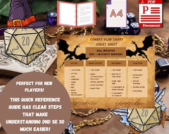 DnD Cheat Sheet Bundle | DnD Quick Reference Guides Bundle | Great For New Players | Great For Dm&#39;s Quick Reference