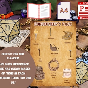 Equipment Packs Quick Reference Guide | DnD 5e | Great For DM&#39;s And New Players | Great For Quick In-Game References | Dungeons & Dragons 5e