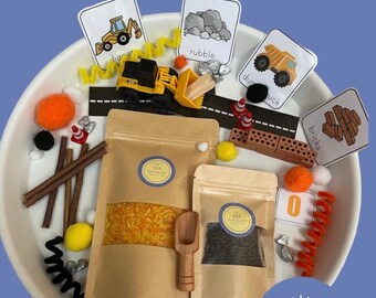 Sensory Play Pack - Construction Sensory play rice - Sensory Activity - Digger activity - Loose Parts Play - Messy Play - Kids gift idea