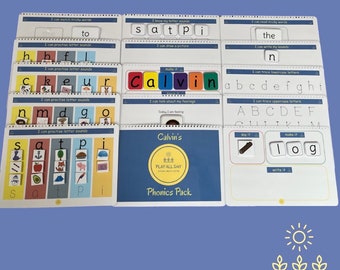 Phonics Play Pack - Learning Folder/Binder - Personalised - Children's Activity Pack - Phase 2 Phonics - School Ready - Name Writing