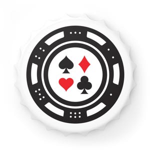 Apribottiglie a forma di gettone da poker - 2 in 1 magnete per frigorifero