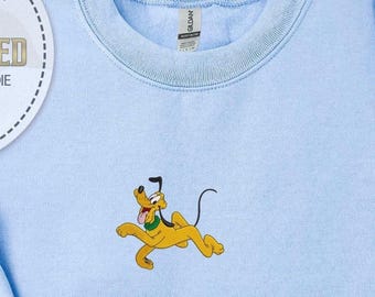 Embroidery Pluto Sweatshirt, Disney Pluto Embroidered Hoodie, Embroidered Kids Pluto Sweatshirt, Dog Lover Sweatshirt, Disney Vacation Gifts