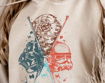 Vintage Star Wars Characters Hoodie, Storm Trooper Sweatshirt, Darth Vader Hoodie, Rebel Alliance Gift, Spaceship Sweatshirt, Star Wars Gift