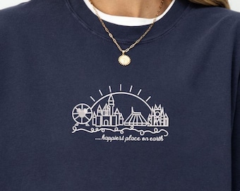 Embroidered Disney Shirt, Comfort Color, Happiest Place On Earth Wear, Embroidery Mickey Tee, Disneyland Tshirt, Disney World Woman Shirt