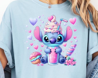 Funny Stitch Ice Cream Shirt, Disney Tshirt, Disney Stitch Shirt, Summer Tee, Comfort Colors Gift, Disneyland Tshirt, Disney Family Tee