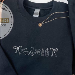 Nurse Embroidered Sweatshirt, Nursing Icon Hoodie, Nurse Day Sweatshirt, Medical Apparel, Doctor Gifts, Gifts for Nurse, Coquette Healthcare