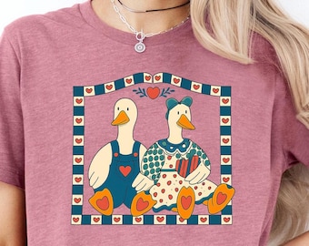Camiseta de San Valentín con patos, camisetas para parejas de San Valentín, regalo del 14 de febrero, divertida camiseta de patos enamorados, camiseta para un amante de los patos, regalo para un ser querido