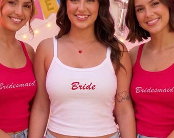 Custom Embroidered Bride Tank Top | Bachelorette Party Matching Bridesmaid Tops | Bridal Shower Gift | Wedding Day Shirt for Women Fun!