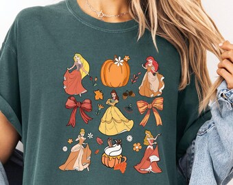Halloween Princess Shirt, Disney Princess Tee, Thanksgiving Day Tee, Fall Castle, Coquette Autumn, Comfort Colors, Disneyland Trip, Belle