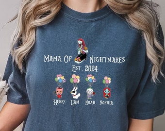 Comfort Colors Shirt, Mama Of Nightmares Tee, Mothers Day Tee, Custom Mommy Tee, Disney Mommy Shirt, Kids Names Tee, Personalized Mom Tee