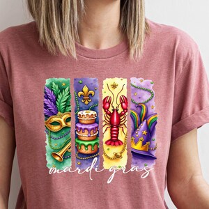 Crawfish  Shirt, King Cake Tshirt, Jester Hat Tee, Carnival Shirt, Mardi Gras Shirt, Louisiana Tee, New Orleans Shirt, Festive Tee