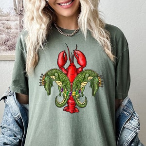 Camiseta de cangrejos y caimanes, camisa Comfort Colors, camisa Mardi Gras, camisa de carnaval, camiseta del martes gordo, camisa de regalo para mujeres, camisa de gran tamaño imagen 1