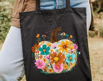 Fall Tote Bag, Pumpkin Tote Bag, Autumn Tote Bag,  Fall Tote Bag, Cute  Tote Bag, Aesthetic Fall Tote Bag, Natural Tote Bag, Shoulder Bag