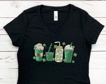 Irish Coffee T-shirt, St Patrick Coffee Shirt, Coffee Lover Gift Tee, Green Coffee Sweatshirt, St Patrick's Day Gift, Lucky Sweatshirt