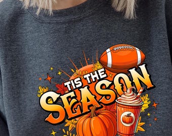 Fall Season Sweatshirt, Tis The Season Hoodie, Football Fan Kids Sweatshirt, Autumn Season Gift, Pumpkin Sweatshirt, Fall Leaves Sweatshirt