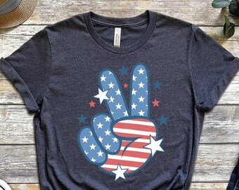 American Peace Shirt, Flag Peace Sign Tee, USA Tee,  Independence Day Shirt, Fourth of July Shirt, Red White and Blue, Republican Tee