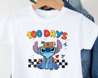Stitch 100 Days T-shirt, 100 Days Of School Shirt, Kids Disney Shirts, 100th Day Of School Gift, Kindergarten Shirt, Disney School Shirts