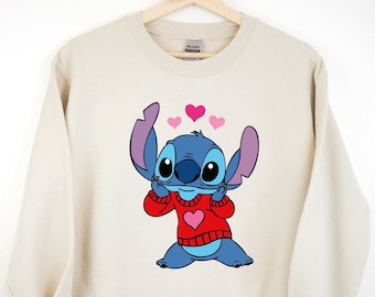 Stitch Valentine Sweatshirt, Disney Valentines Day Shirt, Disney Sweatshirt, Valentine's Day Gift, Women Sweatshirt, Stitch Lover Shirt