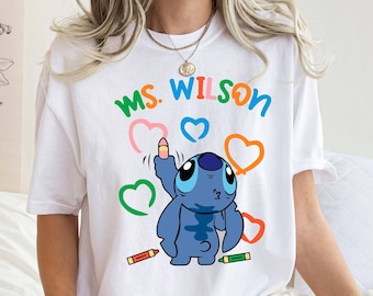 Comfort Colors Shirt, Custom Teacher Tee, Stitch Teacher Shirt, Teachers Day Tee, First Day School Tee, 1st Grade School Tee, Pupil Love Tee