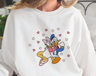 Donald And Daisy Valentines Sweatshirt, Disney Valentines Day Shirt, Cute Valentine Sweatshirt, Disney Lovers Shirt, Valentines Day Gift
