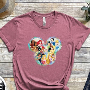 Disney Princesses In Mickey Head T-shirt, Cute Disney Shirt, Girls Disney Shirt, Disney Sweatshirt, Disney Vacation Shirts, Disneyland Tee
