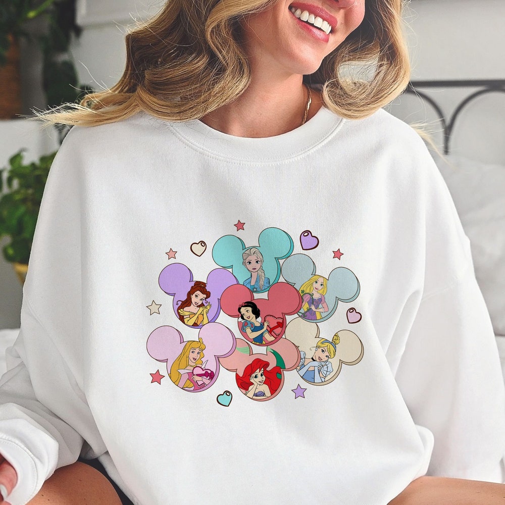 Disney Princesses Sweatshirt, Disney Valentine'S Day Shirt, Cute Disney Shirts, Disney Sweatshirt, Valentine'S Day Gift, Women Sweatshirt Bespoketshirt