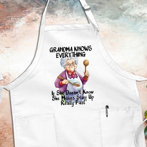 Funny Grandma Kitchen Apron, Grandma Apron, Gift For Grandma, Mother's Day Gift Ideas, Housewarming Gift, Adjustable Kitchen Apron, Mom Gift